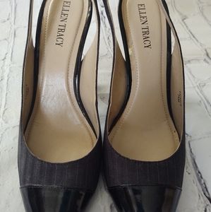 Sling back round toe pumps